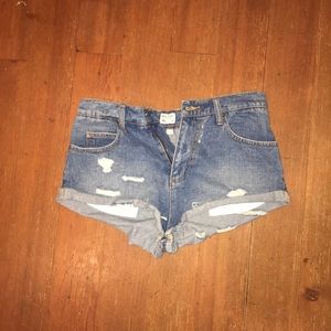 RVCA high waisted jean shorts